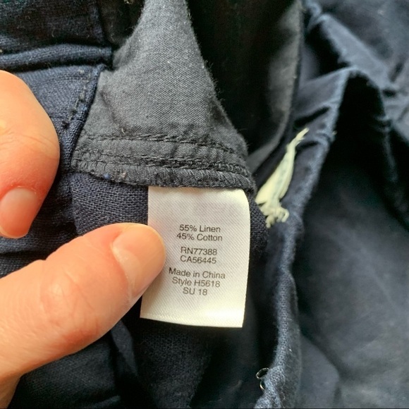 J. Crew Navy Blue Drawstring Linen Natural Material Shorts Large L - Picture 5 of 6